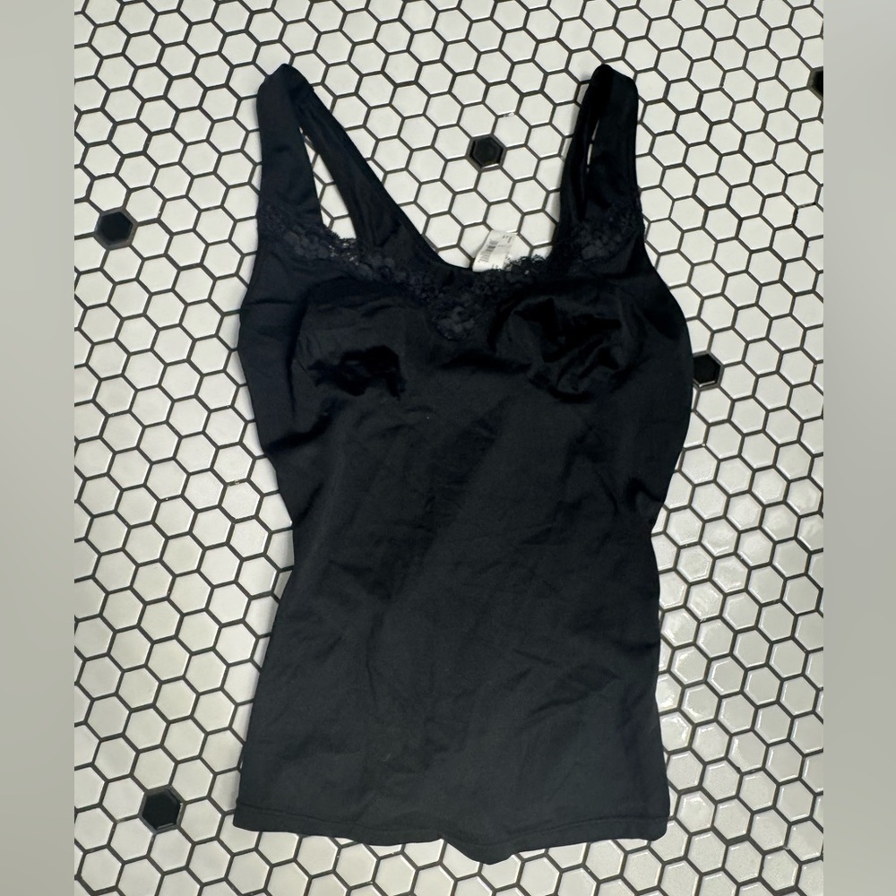 Sweet nothings Black Lace Trim cami Top size large